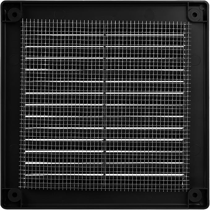 Vent Systems 4.5" x 4.5" Inch (Opening Dimensions) - Pack of 5 - Plastic Black Soffit Vent Cover - Flat Square Air Vent Grille - Air Vent Deflector - HVAC 5.9" x 5.9" Inch (Overall Dimensions)