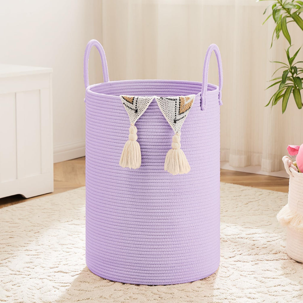 Laundry Basket,Woven Cotton Rope Laundry Hamper,100L for Decorative Storage of Dirty Clothes,Toys and Blankets in Bathroom,Baby Room and Living Room