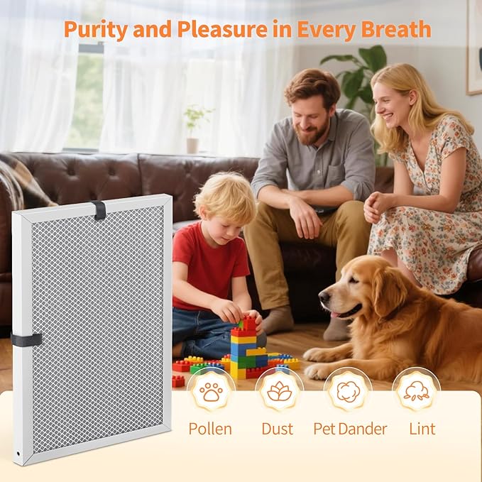 2-Pack 16x20x1 MERV 8 Reusable & Washable Electrostatic Air Filters - Long-Lasting Filter for HVAC, Furnace & Air Conditioner Units, Actual Size: 15-5/8” x 19-5/8” x 7/8”
