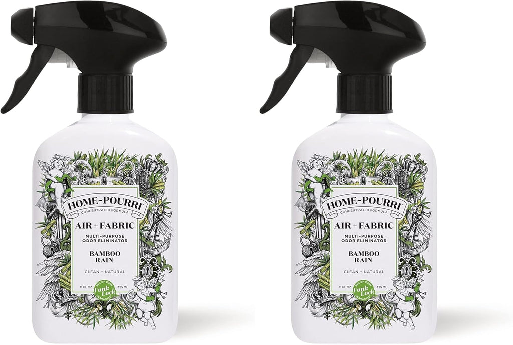 Home-Pourri Air + Fabric Multi-Purpose Odor Freshener Spray, Bamboo Rain, 11 Fl Oz - Jasmine, Bamboo and Fresh Grass (Pack of 2)