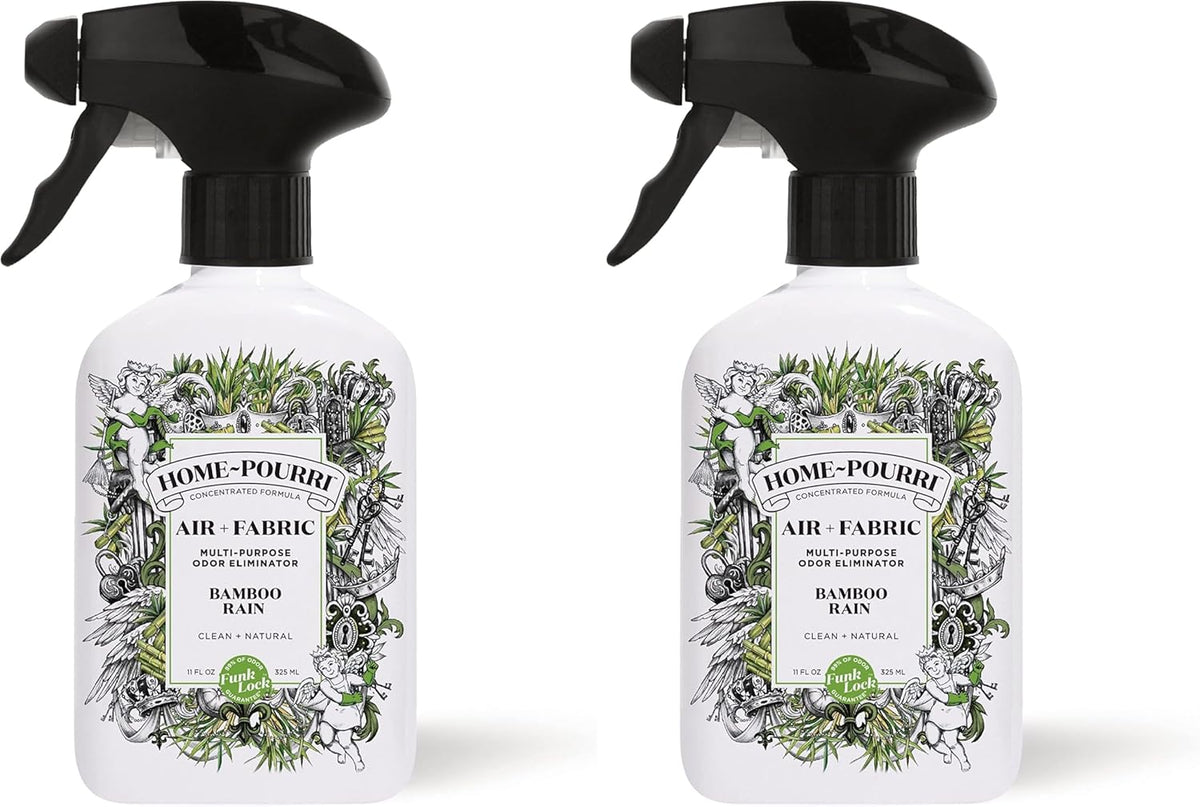 Home-Pourri Air + Fabric Multi-Purpose Odor Freshener Spray, Bamboo Rain, 11 Fl Oz - Jasmine, Bamboo and Fresh Grass (Pack of 2)