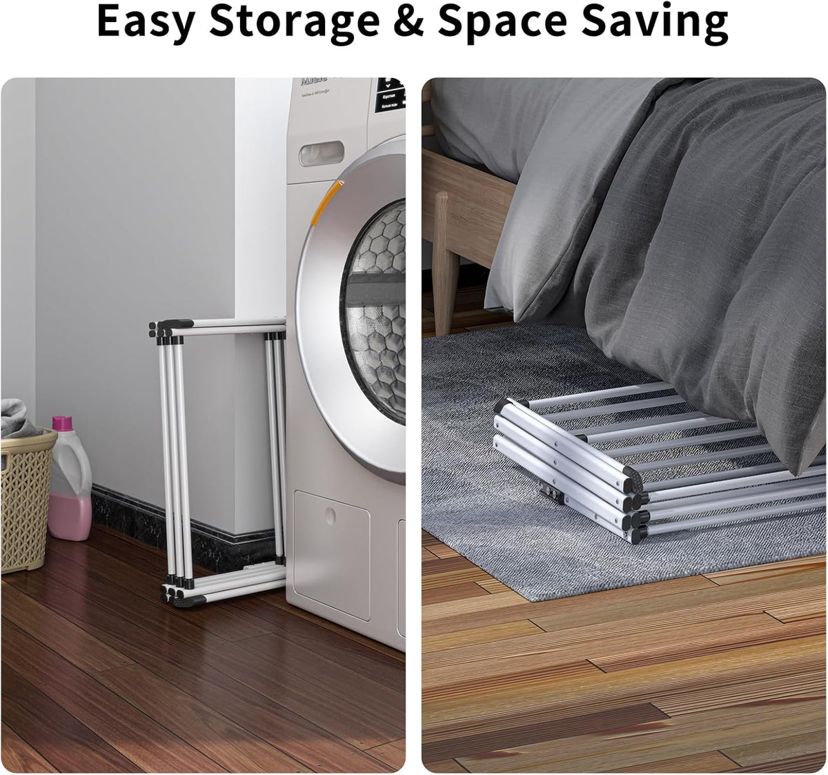 3 Tier Clothes Drying Rack,Foldable & Portable Clothing Drying Rack,Space-Saving Design, Indoor & Outdoor Laundry Rack for Drying Clothes,Metal Dryer Rack-White+Black