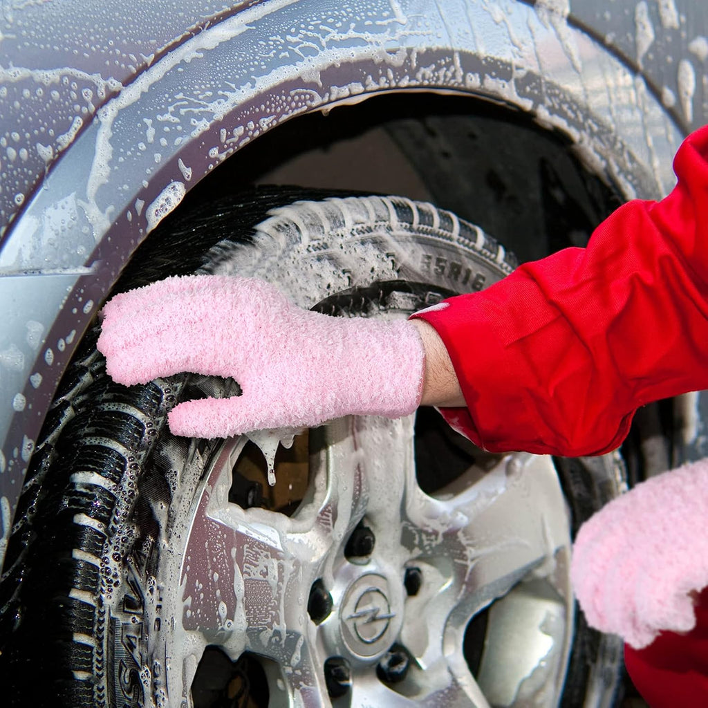 Bencailor 4 Pairs Microfiber Dusting Gloves Washable Reusable Cleaning Gloves Mittens for Plants House Cleaning Car Blinds