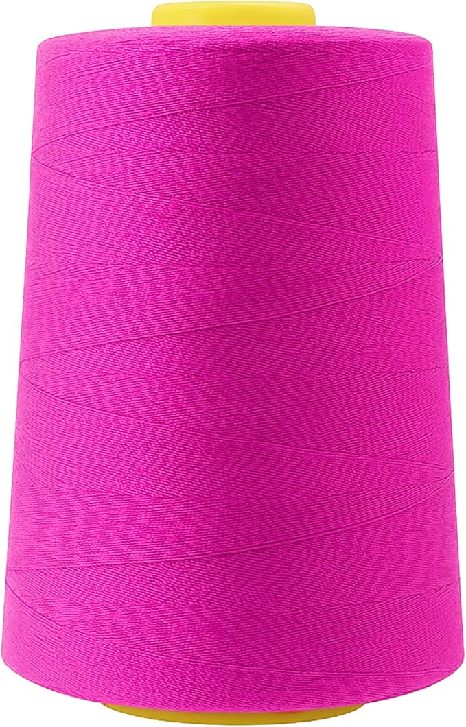 Mandala Crafts 4 Pack of Serger Threads Cones Spools - 20S/2 24000 Yards Polyester Fuchsia Threads for Sergers Machine and Overlock Quilting Sewing Machine