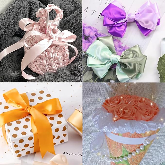 Dusty Rose Satin Ribbon 1-1/2" X 50 Yards Solid Color Double Faced Ribbons Perfect for Crafts Wedding Decor Bow Making Arts Sewing and More