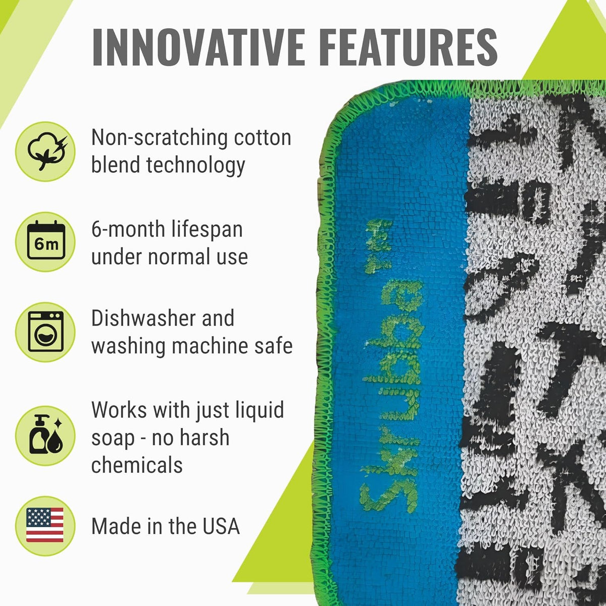 Wet-It Skrubba Non-Scratch Scouring Pad – European Scrubby Sponge for Kitchen, Dishes, Pots, Pans, Glass & Cookware – Durable Reusable Cleaning Pad with Tools Design