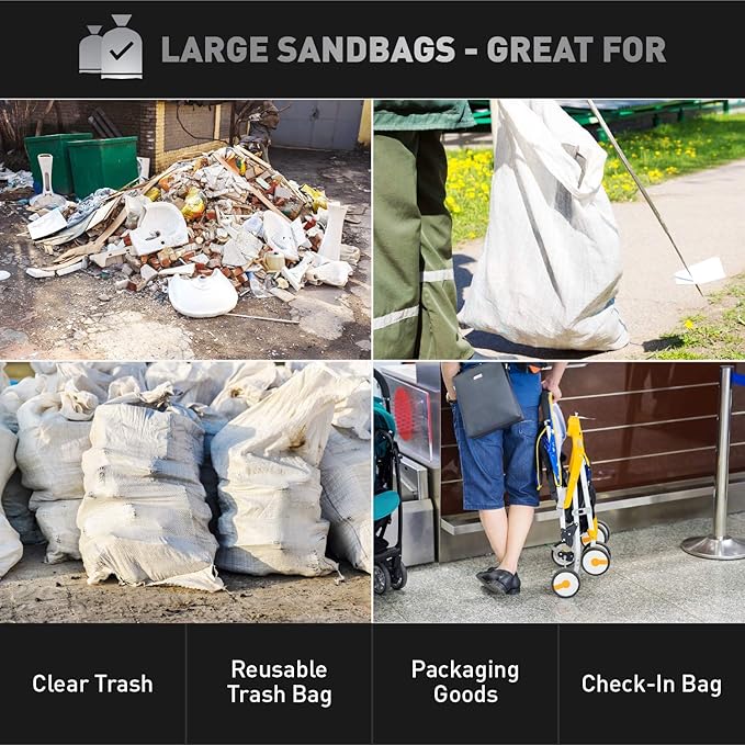 Sandbaggy Large Sandbags - Size: 31" x 45" - Thick Heavy Duty Contractor Bags, Heavy Duty Garbage Bags, Dumpster Bag, Construction Trash Bags, Contractor Bags 6 mil (100)