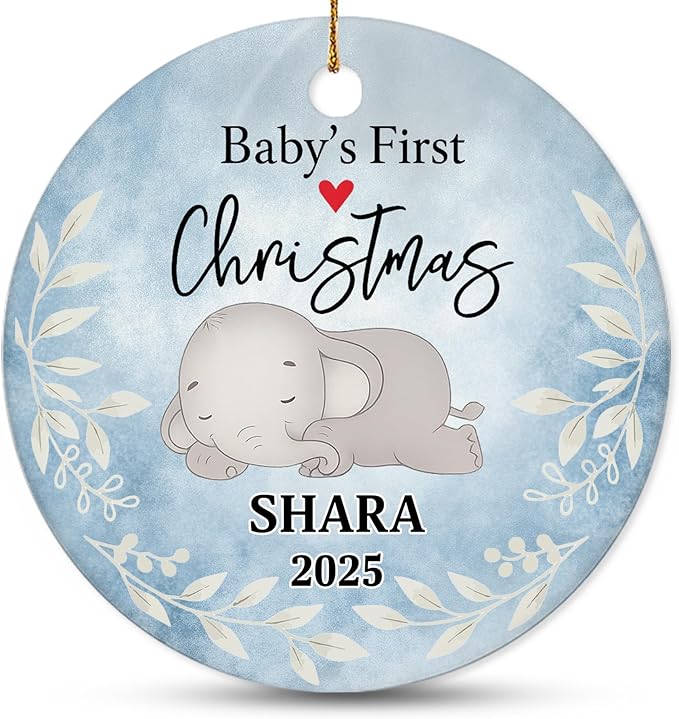 Personalized Baby First Christmas Ornament 2025 - Custom New Babies Ornament - Sweet Gift for New Parents - Baby Xmas Decoration - Christmas, Birthday Gift for Babies, Boy, Girls, Mom, Dad