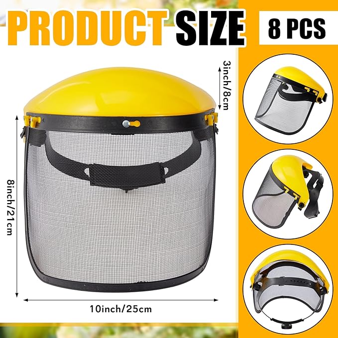 Amylove 2 Pcs Safety Face Shield with Mesh Weed Whacking Face Shield Masks Chainsaw Gardening Weed Mover Protection (Yellow)