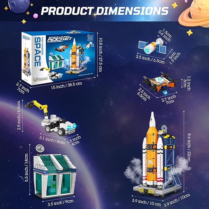 Exploratory Building Blocks Set: 461PCS Rocket, Space Shuttle, Moon Buggy, and Satellite Kit - STEM Learning with Space Capsule - Ideal for 6-12 Year Old Boys