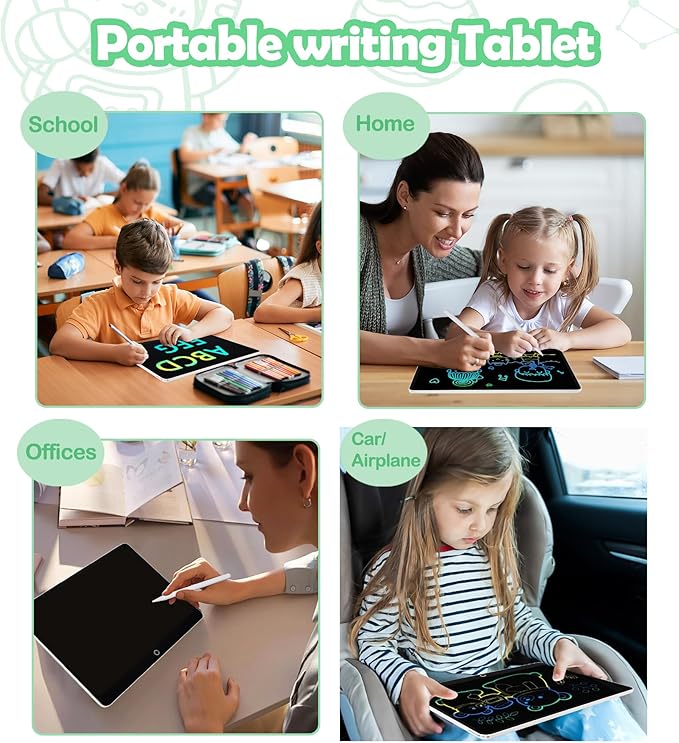 LCD Writing Tablet Doodle Board, 16inch Colorful Drawing Tablet Writing Pad, Kids Travel Essentials, Toddler Toys for 3 4 5 6 7 8 Year Old Girls Boys- Christmas and Birthday Gifts