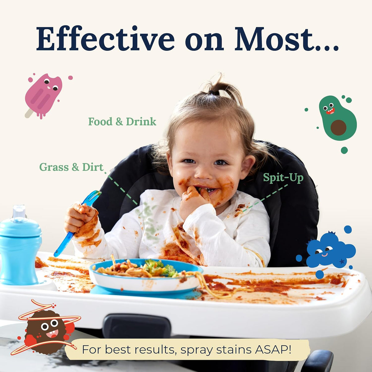 Miss Mouth's Messy Eater Stain Treater - 16oz Refill - Newborn & Baby Essentials - No Dry Cleaning Food, Grease, Coffee Off Laundry, Underwear, Fabric