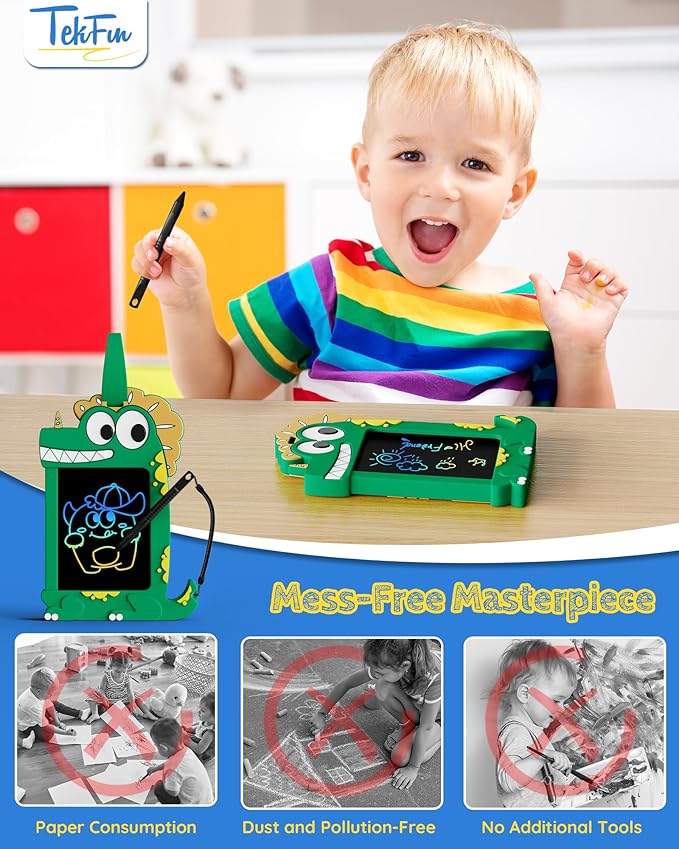 TEKFUN NanoDoodle Gift for Kids, Dinosaur Boys Toys 4.5in LCD Drawing Board, Activity Portable Gift Personality Tag Kid Toys for Birthday Christmas Gift 3-10 Years