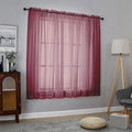 Chyhomenyc Burgundy Sheer Curtains 63 Inches Long 2 Panels Set, Light Filtering Voile Window Drapes for Bedroom Living Room, 42Wx63L Inch, Burgundy, 2PCS
