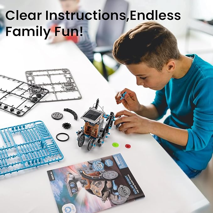 Sillbird 12-in-1 Solar Robot Building Kit STEM Gift for Boys Aged 8-13, DIY Science Educational Robotic Toys for Kids Teens Birthday, Powered by The Sun with 190 Pieces