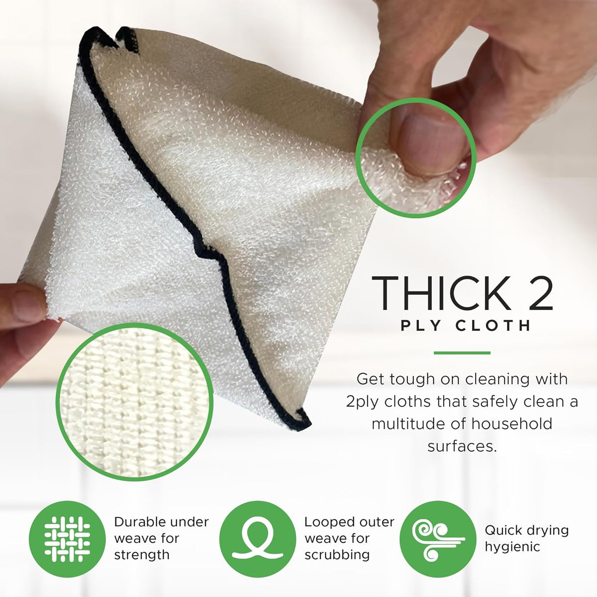 Whiffkitch Dishcloths Dishrags for Kitchen and Household Cleaning 9x9 6-Pack Non-Scratch 2-Ply Weave, Bamboo-Rayon Fabric, Absorbent, Washable, Long-Lasting