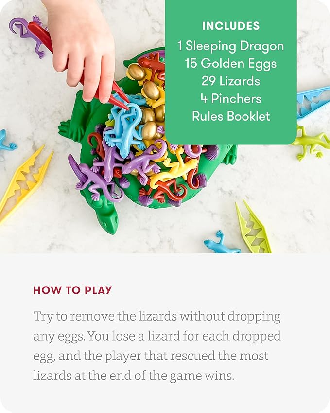 SimplyFun Dreaming Dragon - A Game for Kids Based on Steady Hands, Concentration, and A Little Luck - 2 to 4 Players - Kids Game Ages 6 & Up