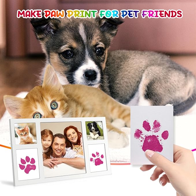 75ml Pink Baby Hand and Footprint Ink Kit, Baby Handprint Footprint Paint for Newborn Keepsake, Dog Cat Paw Print Kit, Washable, Non Toxic Acid-Free, Safe Gentle for Ideal New Mom Gifts