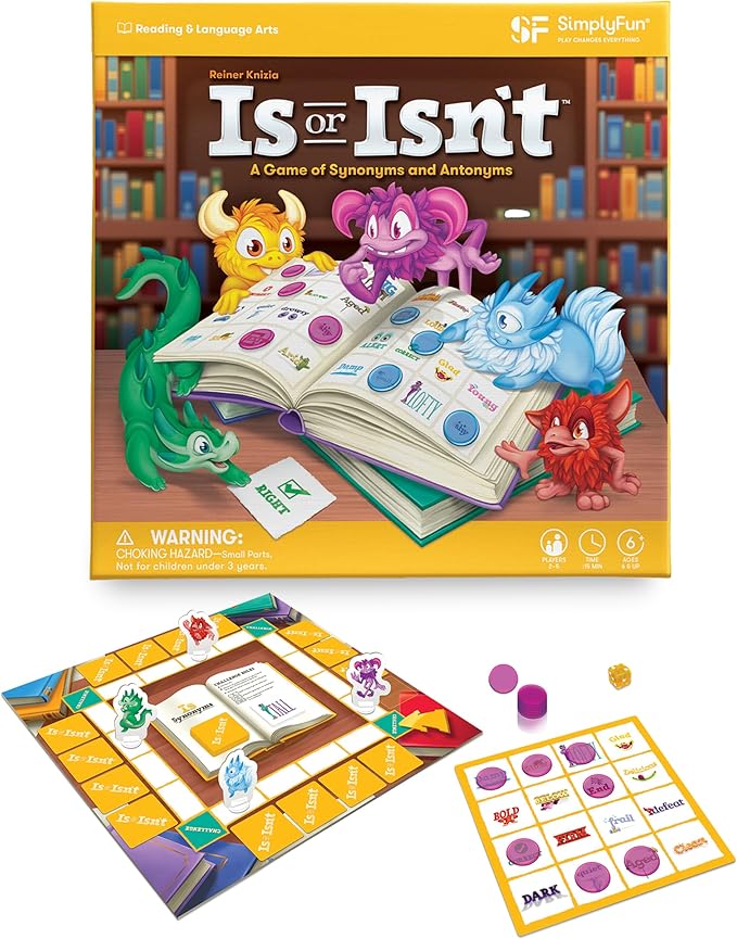 SimplyFun Is or Isn’t - Expand Vocabulary Skills by Identifying Synonyms and Antonyms - an Engaging and Educational Bingo Game for Kids - for 2 to 5 Players, Ages 6 & Up