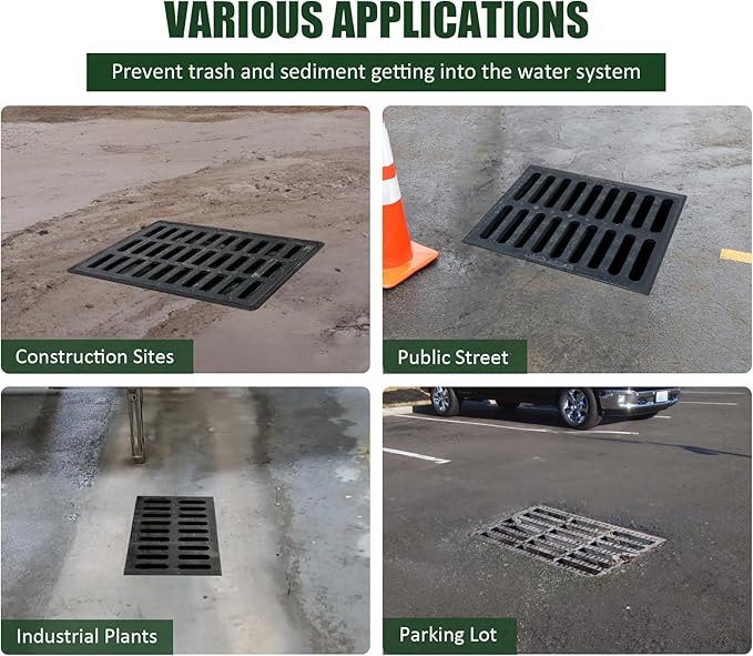 2 Pack PET Storm Drain Filter-47.2x47.2x23.6in Oil & Sediment Guard with 4 Lifting Loops,Square Witches Hat Catch Basin Filter for Parking lot Street Construction Site Industrial Plant