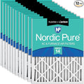 Nordic Pure 20x25x2 (Actual Size: 19 1/2 x 24 1/2 x 1 3/4) Pleated Air Filters MERV 14 Plus Carbon 12 Pack