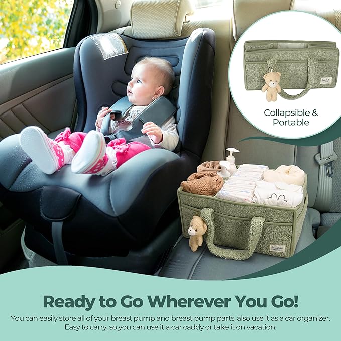 PeraBella Diaper Caddy Organizer for Changing Table, Storage Basket for Wipes, Gift for Baby Shower, Car Organizer, Nursery Organizer, Portable Storage