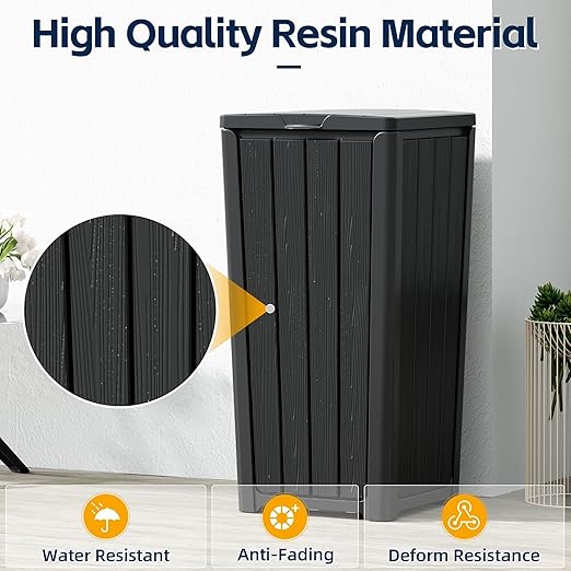 Outdoor Trash Can 23 Gallon Garbage Can with Lid Waterproof Resin Garbage Patio Waste Bin for Garden, Backyard, Deck,Black