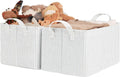 StorageWorks Storage Bins, Fabric Storage Bins for Shelves, Storage Baskets with Metal Frame, Closet Baskets and Bins with Handles, Khaki and Beige Stripes, 2-Pack