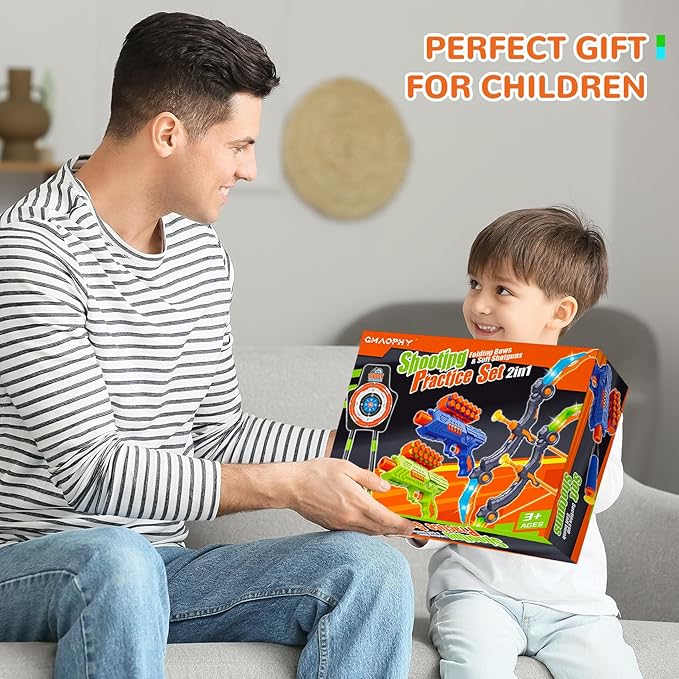 GMAOPHY 2 Pack Bow and Arrow Toy for 5 6 7 8 9 10 11 12 Year Old Boys, Birthday for Kids, Indoor Outdoor Sport Games Toys for Ages 4-8 8-12, LED Light Up Archery Set with 20 Suction Cup Arrows
