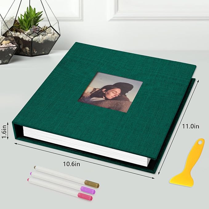 Zesthouse Photo Album Self Adhesive with Picture Display Window, 3-Ring Scrapbook Albums 60 Pages Holds 8x10 5x7 4x6 Photos, DIY Photo Book Ideal Gift for Family Wedding Baby
