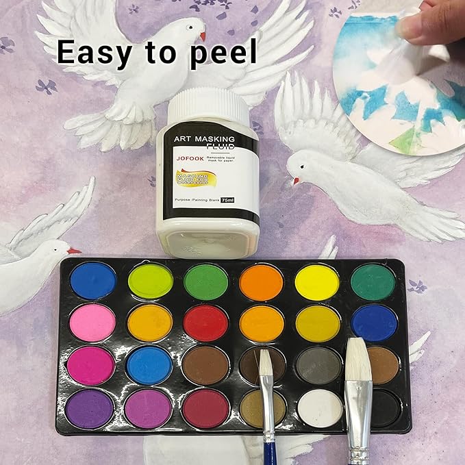 150-Milliliter Watercolor Art Masking Fluid,For Ink-Watercolor-Gouache-Painting & Illustration,Two Bottles