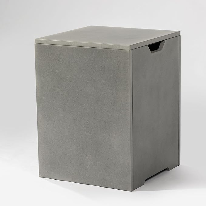 Propane Tank Cover Table for Fire Pits, 20 LB Metal Propane Tank Holder with Side Handles, Outdoor Tank Storage Side Table for Patio, Gas Griddle, Gray