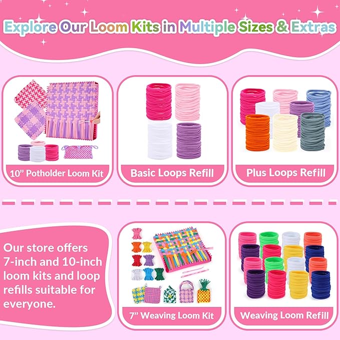 Pro 10 Inch Potholder Loom Kit for Kids & Beginners, Large Weaving Loom Crafts for Girls Age 6-12 Year Old & Adults, Gift Ideas for Birthday & Christmas, 112 Delicate Loops to Make 2 Pot Holders