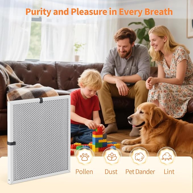 2-Pack 20x23x1 MERV 8 Reusable & Washable Electrostatic Air Filters - Long-Lasting Filter for HVAC, Furnace & Air Conditioner Units, Actual Size: 19-5/8” x 22-5/8” x 7/8”