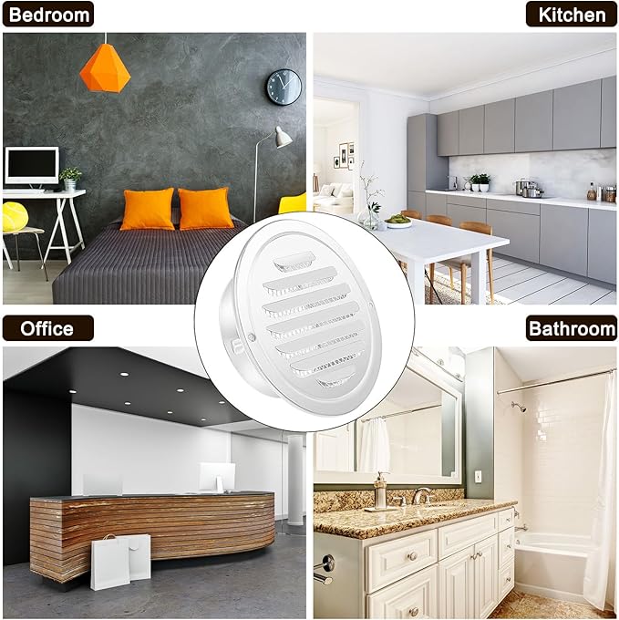Zonon 24 Pcs Stainless Steel Soffit Vents 4 Inch Round Dryer Vent Cover with Mesh Screen for Home Outdoor Bathroom Wall Ceiling Outside Exterior Exhaust (White)