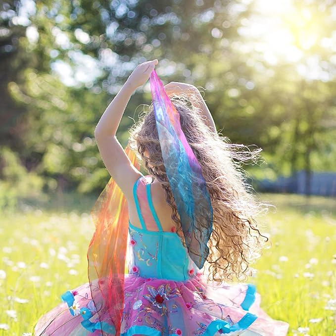 Novelty Place 12 Pcs Dance and Juggling Scarves - Gradient Colors Silk Square Scarf with Hemmed Edges - Easy Clean Ideal Performance Props Accessories(24" x 24")