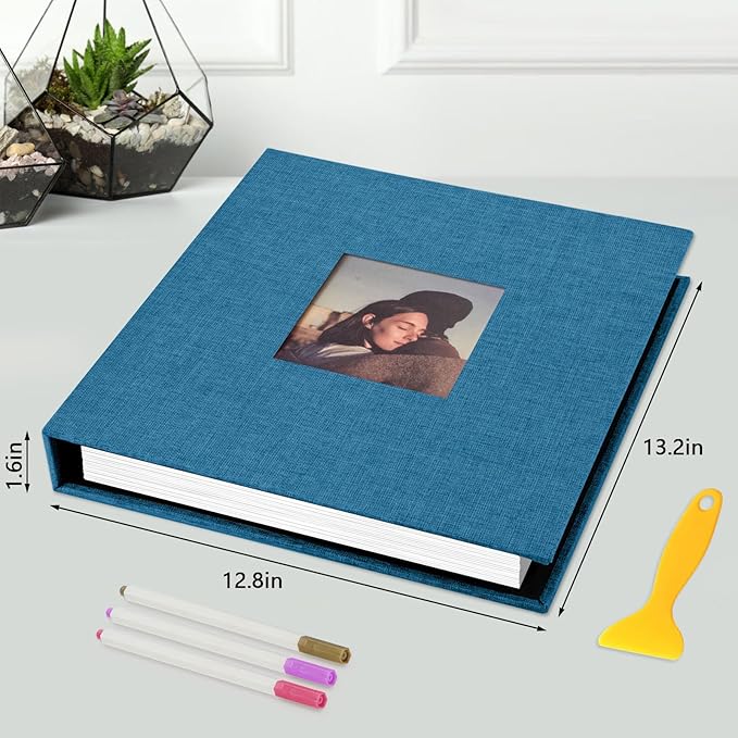 Zesthouse Large 18In Photo Album Self Adhesive 60 Pages, 3-Ring Scrapbook Albums Holds 8x10 5x7 4x6 Photos, DIY Magnetic Picture Book with Writing Space, Gift for Family Wedding Baby
