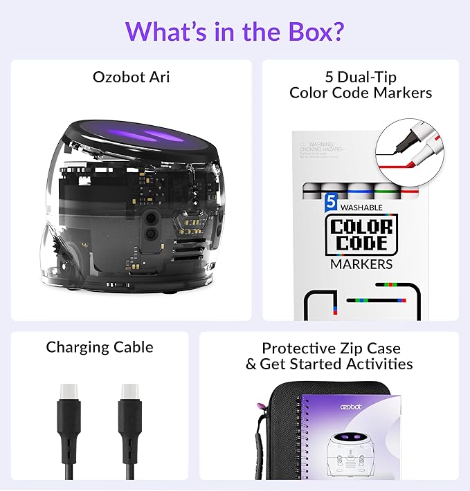 Ozobot Ari Entry Kit | Interactive Learning Robot with Touch Screen, ToF Sensor, Accelerometer, Gyroscope, and AI Integration | Hands-On STEM Education for Classrooms and Homeschool