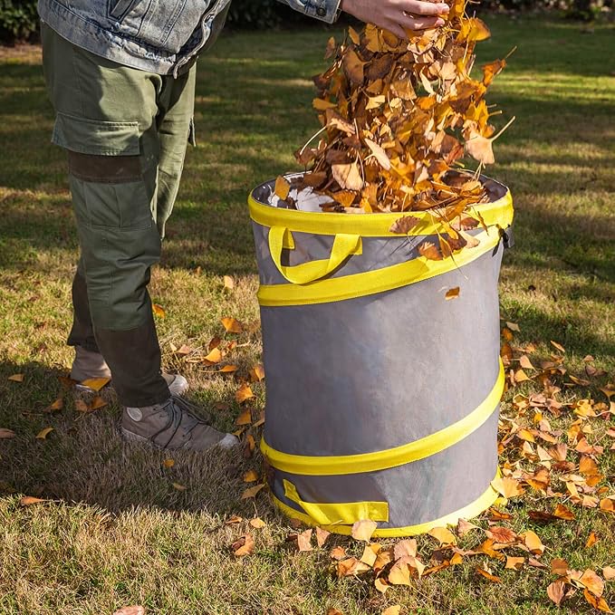 Jardineer Collapsible Trash Can for Camping Parties, Reusable Yard Waste Bags, Pop Up Garden Bag with a Drainage Hole(30 Gallon)