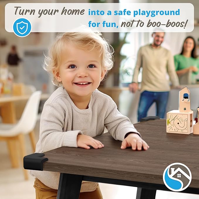 8-Pack Corner Protector Baby To Baby Proof Corners And Edges; Table Corner Covers Baby Safety, Soft Rubber Foam Cushion Corner Guards, Child Proofing Pads, Table Corner Protectors For Furniture, Black