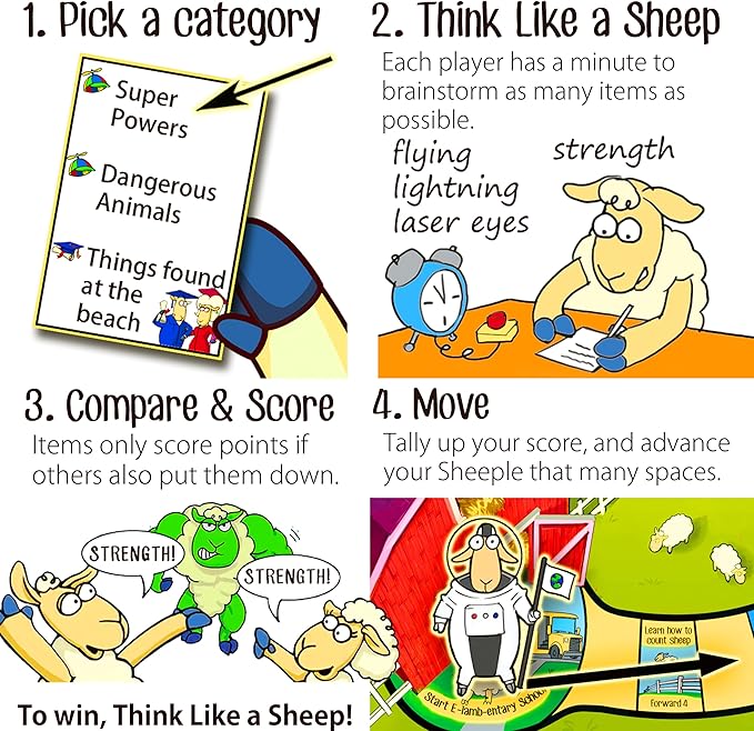 SHEEPLE™ - Where Great Minds Think Alike - Funny Word Association Party Game - Easy to Learn & Play Family Board Game - for Adults, for Teens, and for Kids - All Ages 8 & Up, 3-12 Players