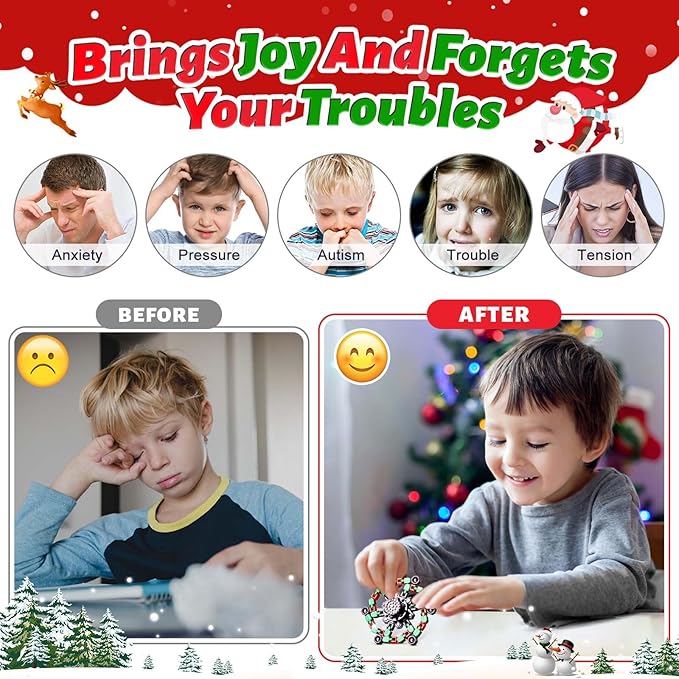 Fidget Spinners for Kids and Adults Christmas Fidget Toys Gifts, Stress Relief Sensory Toys for Boys and Girls Fingertip Gyros for ADHD Autism for Kids Birthday Gifts