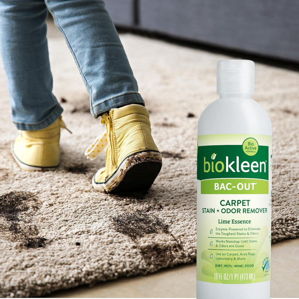 Biokleen Bac-Out Enzymatic Stain & Odor Remover for Carpet - Removes Stains and odors caused by dirt, pet accidents, wine, food, smoke - 2 Pack 32 oz w/Micro Cleaning Towel