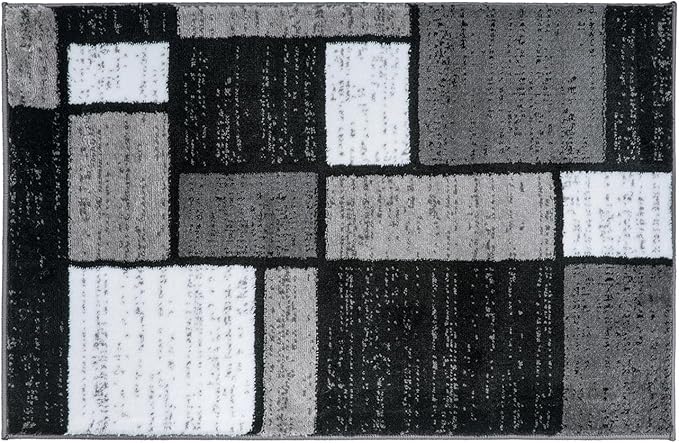 Rugshop Contemporary Modern Boxes for Home Office,Living Room,Bedroom,Kitchen Non Shedding Area Rug 2'7" x 4' Gray