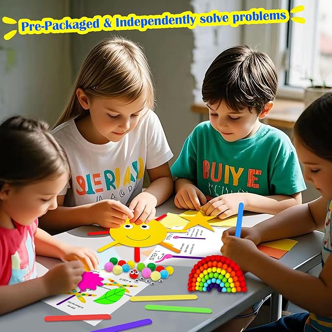 MHMYDIS First Craft Kit for Kids - 12 in 1 No Mess Creative Arts and Crafts kit for Kids Ages 4-8 - Toddler Crafts Kit Supplies - Gifts for Girls and Boys 3 4 5 6 7 8 Year Old