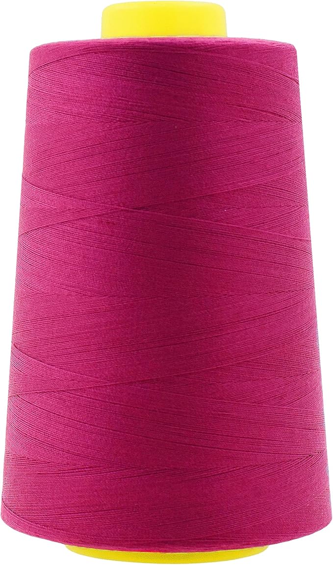 Mandala Crafts 4 Pack of Serger Threads Cones Spools - 40S/2 24000 Yards Polyester Magenta Threads for Sergers Machine and Overlock Quilting Sewing Machine