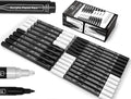 TOOLI-ART Black And White Acrylic Paint Markers Paint Pens Set For Rock Painting, Canvas, Mugs, Metal, Glass Paint, Fabric, Wood, DIY. Non Toxic, Quick Dry,Waterbas (EXTRA FINE & MEDIUM)