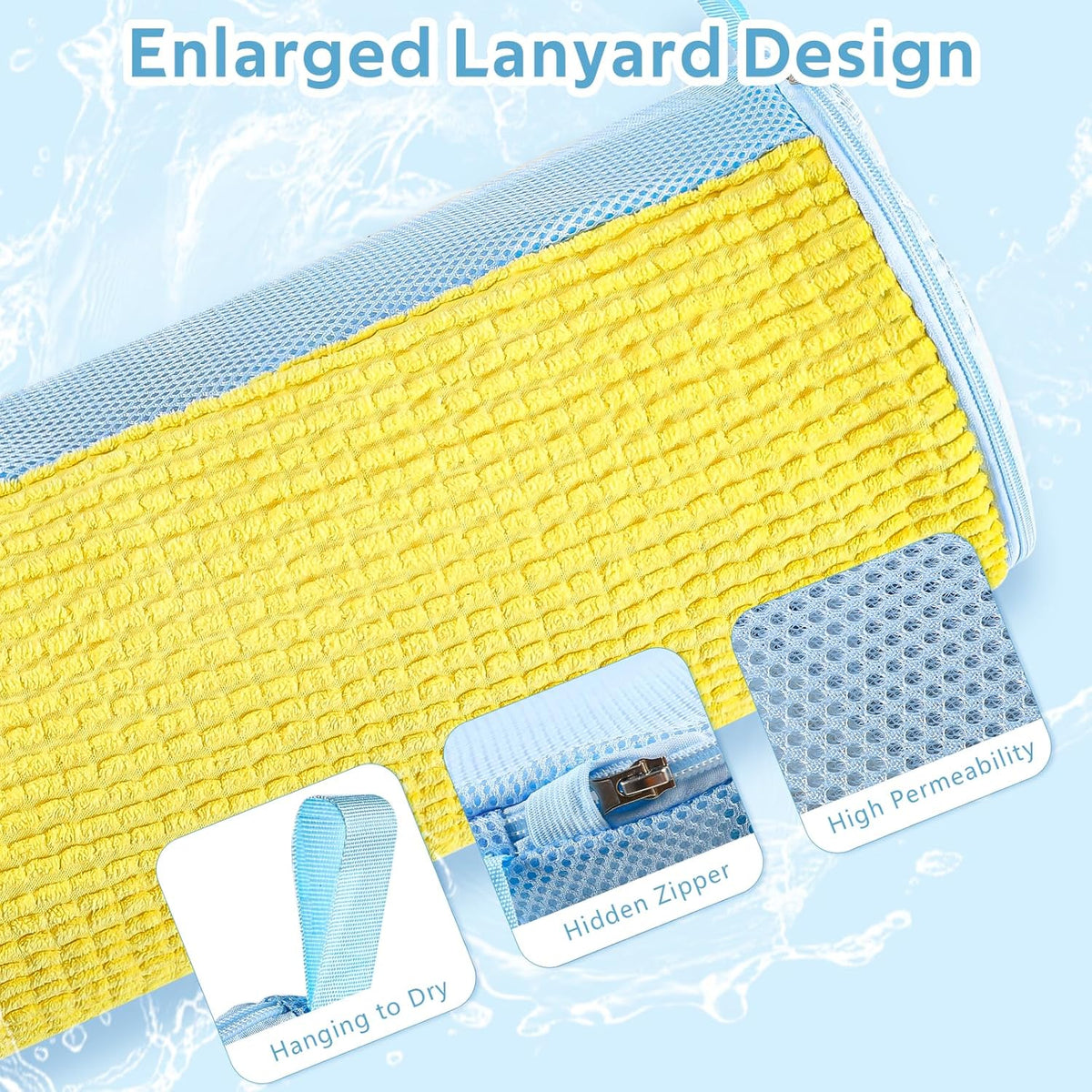 Shoe Washing Machine Bag - 2pcs Laundry Shoe Bags for Washing Machine, 360° Deep Clean Reusable Sneaker Tennis Shoe Cleaning Bag for Washer and Dryer for Most Sizes, Yellow, 15 * 7.5 inches