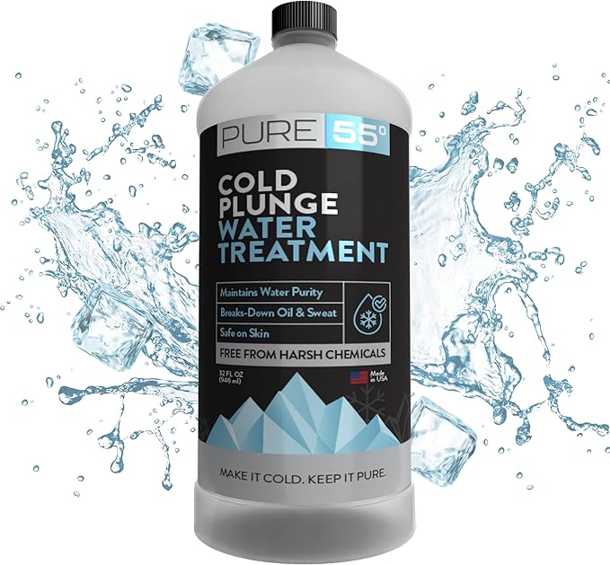 3in1 Cold Plunge Water Treatment, Weekly Natural Ice Plunge Stabilizer & Clarifier, Harsh Chemical Free, Fight Scum & Odors for Clear Waters - Pure55 Made in The USA (32 Fl Oz)