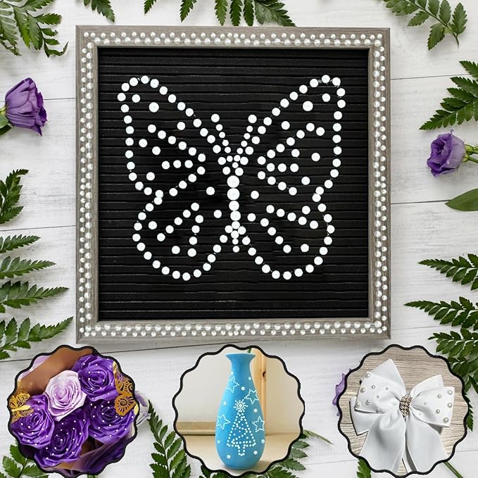 493Pcs Crafting Pearls Stickers, Stick On Pearl Heart Star Stickers Small Letter Alphabet Stickers, Self Adhesive Pearls for Graduation Cap Decoration, DIY Crafts, Scrapbook, Face Hair Makeup